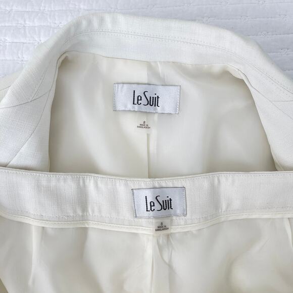 New Le Suit Women's 2 Piece Single Breasted Blazer and Pant Suit Set in Ivory 8 - Picture 2 of 14